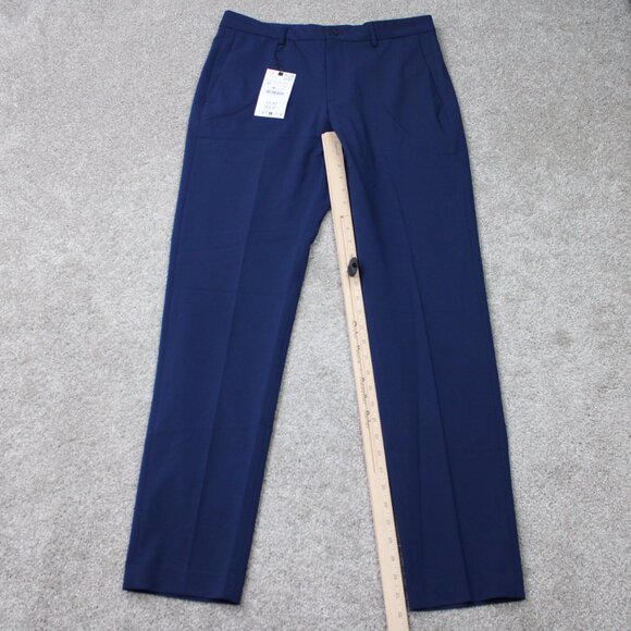 ZARA Dress Pants NWT Mens 32x32 Blue Polyester/Viscose Stretch Flat Front - Picture 3 of 15